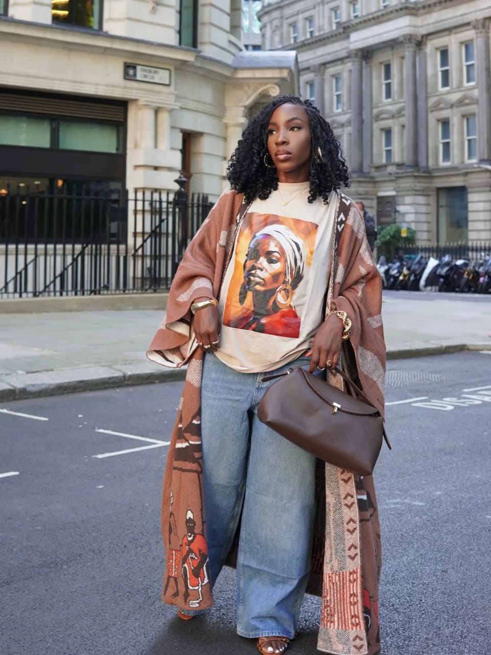 Graphic Tee with Oversized Kimono and Wide Leg Jeans — Graphic Tee Outfits