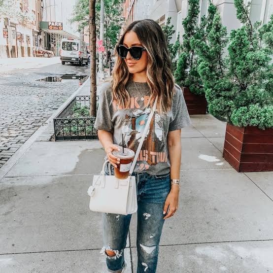 Band Graphic Tee with Distressed Jeans — Graphic Tee Outfits