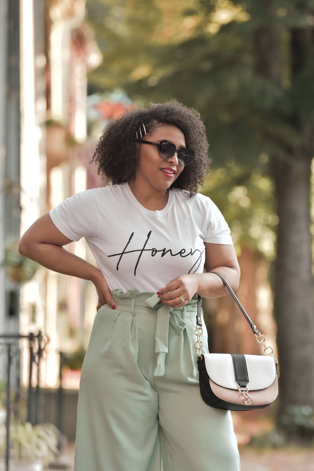 Graphic Tee with Pastel Green Wide Leg Pants — Graphic Tee Outfits