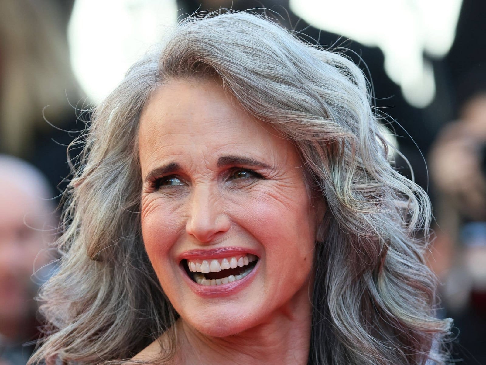 Mid-Back Length Layered Hair In Natural Gray — Gray Blending