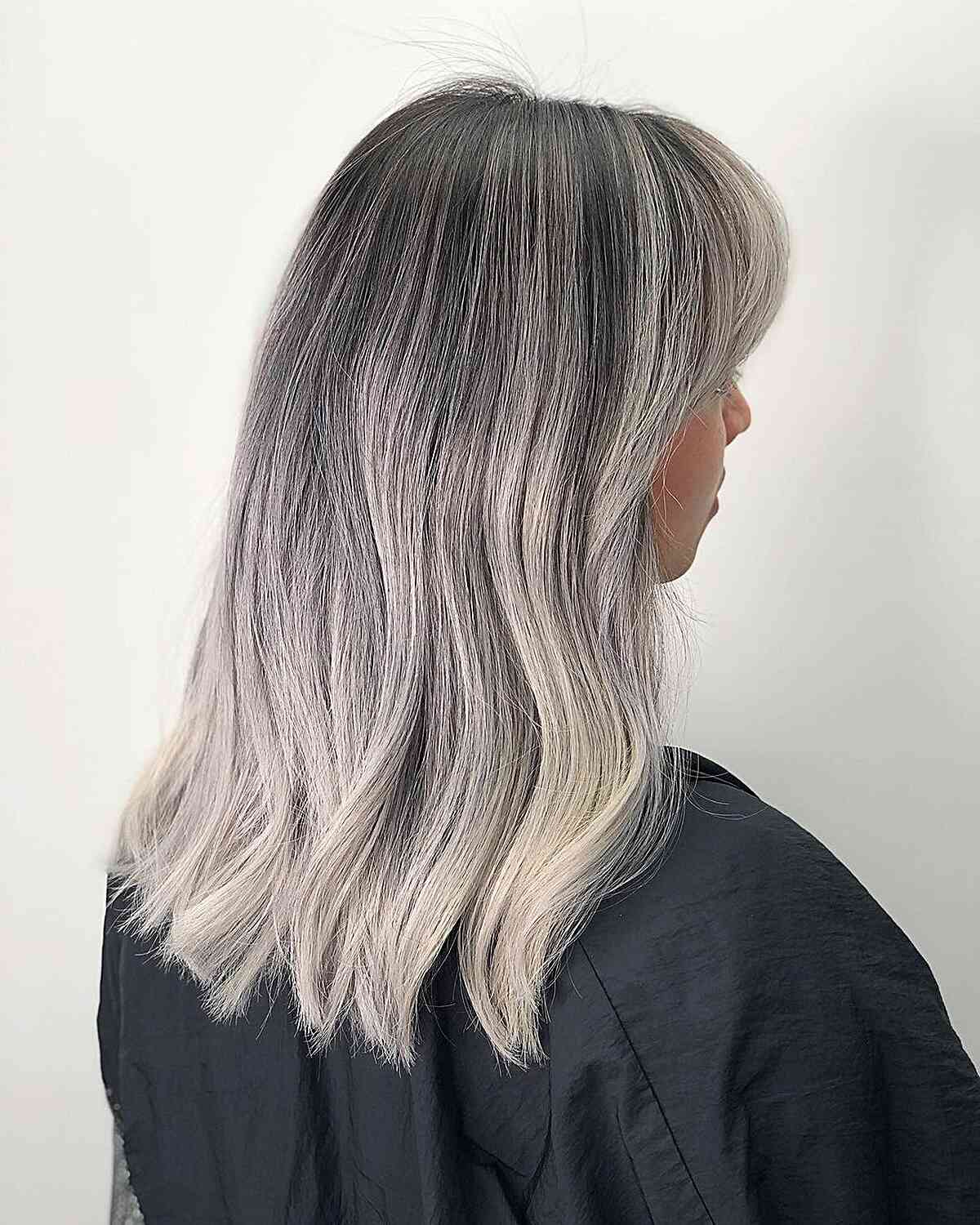 Collarbone Layers With Ash Blonde Highlights — Gray Blending