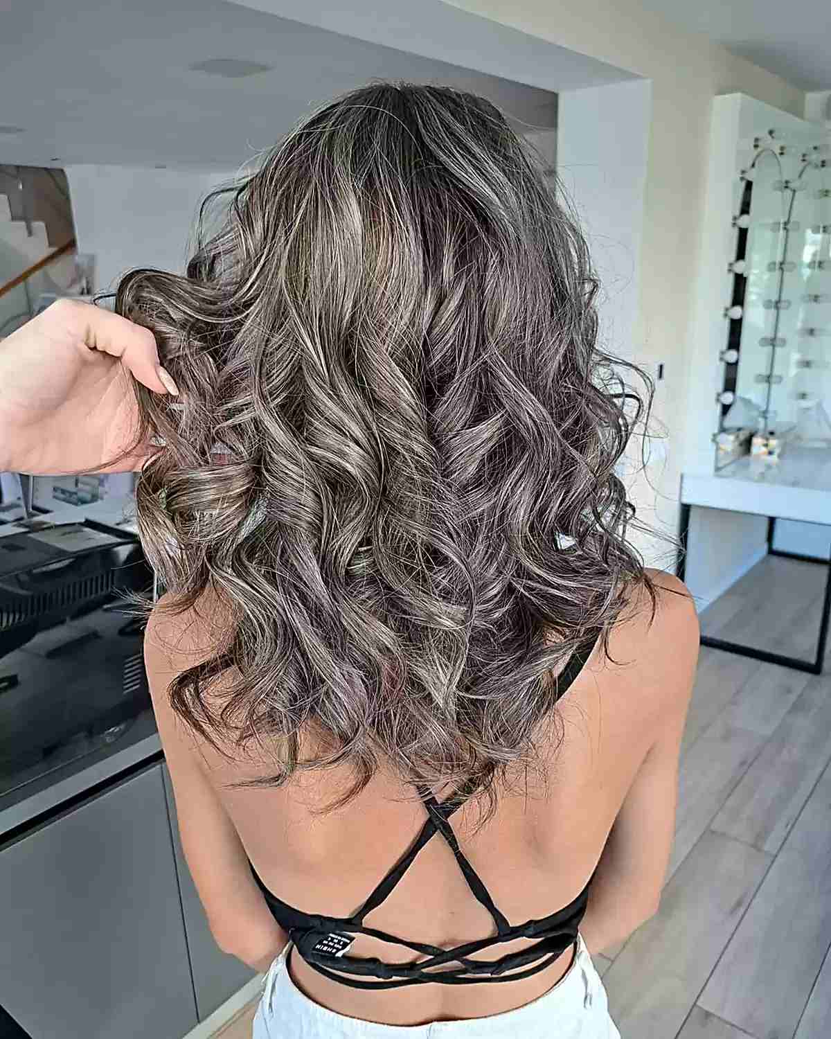 Mid-Back Layers With Ash Brown Lowlights — Gray Blending