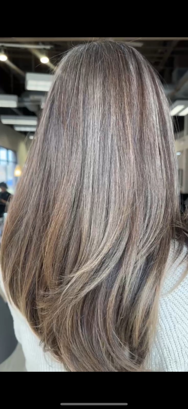 Collarbone Layers With Gray Blend Back View — Gray Blending