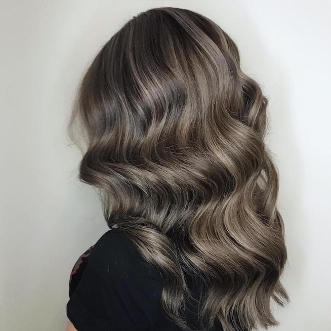 Mid-Back Layers With Loose Waves and Gray Ash Blend, Close-Up Take — Gray Blending Hair