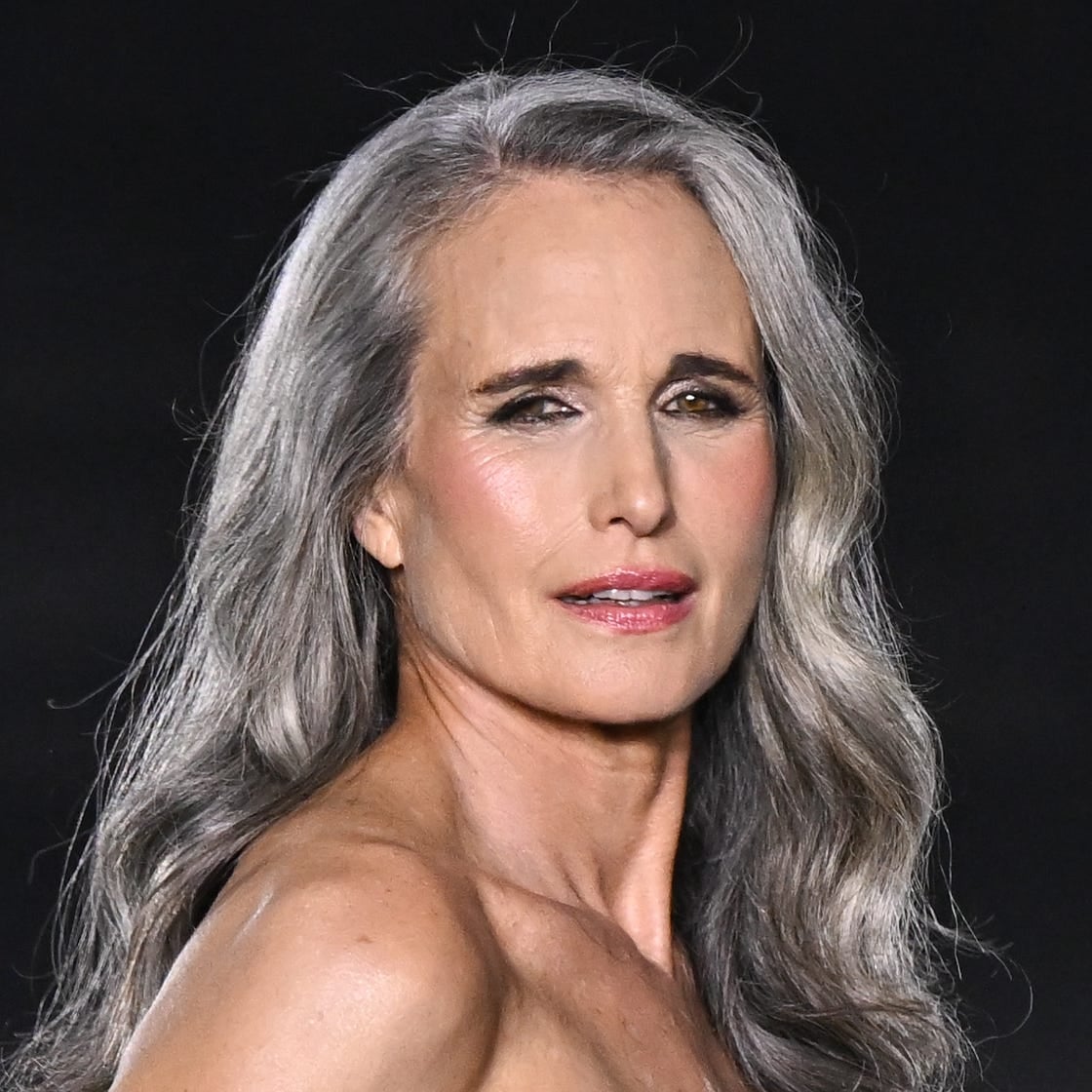 Mid-Back Long Layers With Rich All Over Gray — Gray Blending Hair