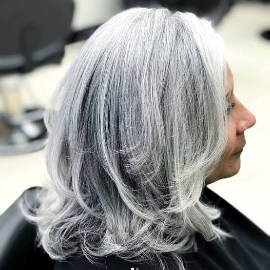 Mid-Back Layers With Dimensional Silver Highlights — Gray Blending Hair