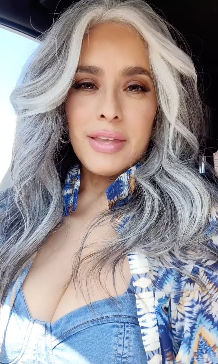Mid-Back Wavy Hair With Natural Gray Blend — Gray Blending Hair