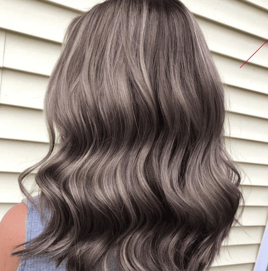 Mid-Back Length With Dimensional Gray Blend — Gray Blending Hair Dark Brown