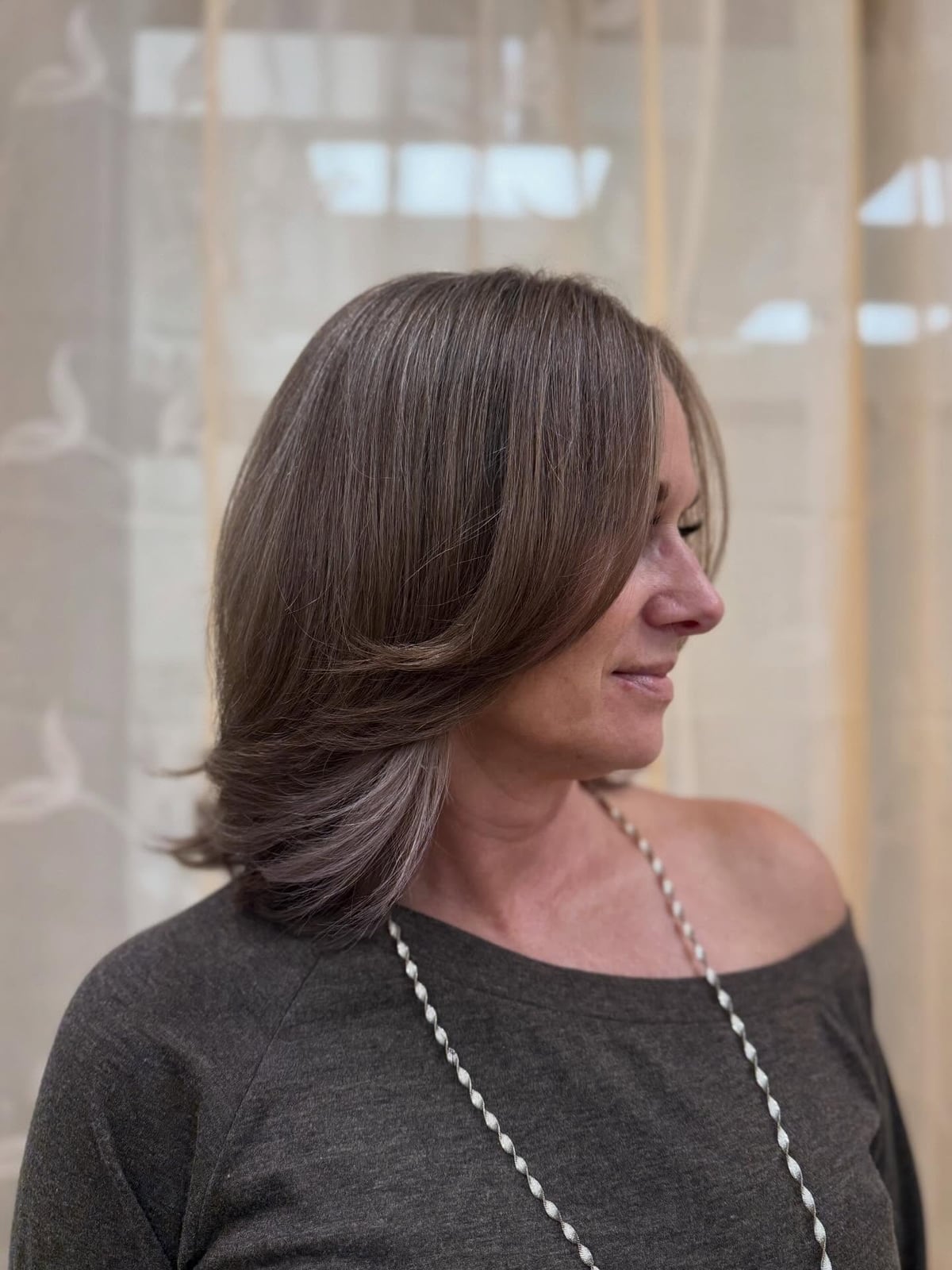 Mid-Back Wavy Hair With Gray Ash Blend — Gray Blending Hair Dark Brown