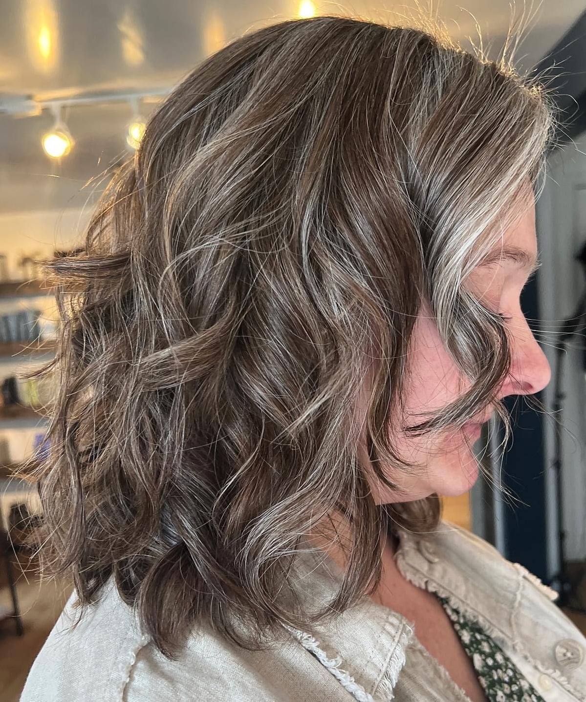 Collarbone Layers With Ash Blonde Blend — Gray Blending Hair Dark Brown