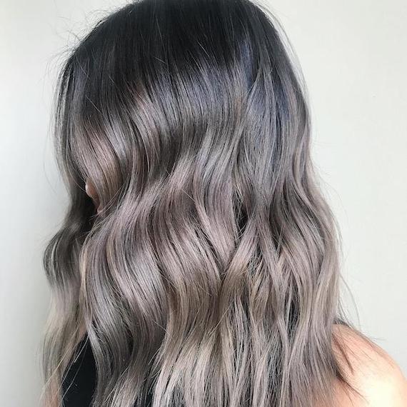 Mid-Back Layers With Seamless Gray Blend, Wavy — Gray Blending Hair Dark Brown