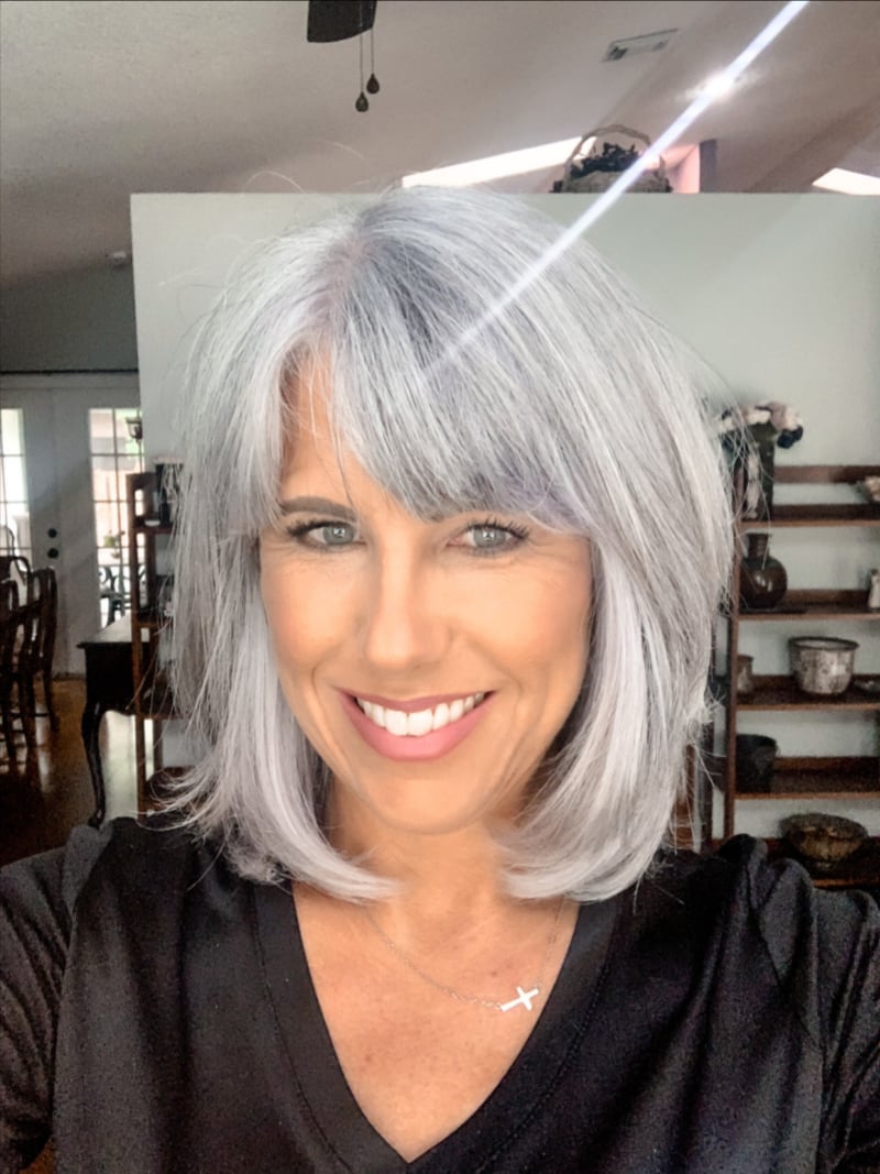 Shoulder Length Lob With Full Bangs Shoulder Length Lob With Full Bangs — Gray Hair