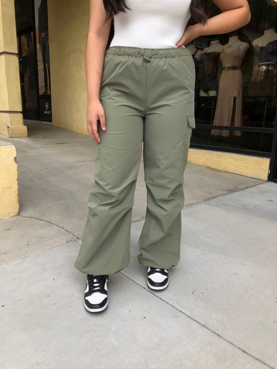 Olive Green Wide Leg Cargo Pants with Toggle, Office-Safe Version — Green Cargo Pants Outfit