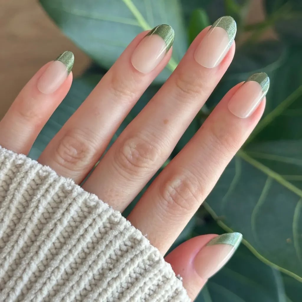 Pale Green French Tips with 3D White Flowers — Green French Tip Nails