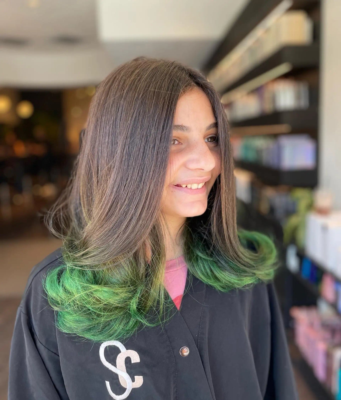 Mid-Back With Lime Green Peekaboos — Green Highlights