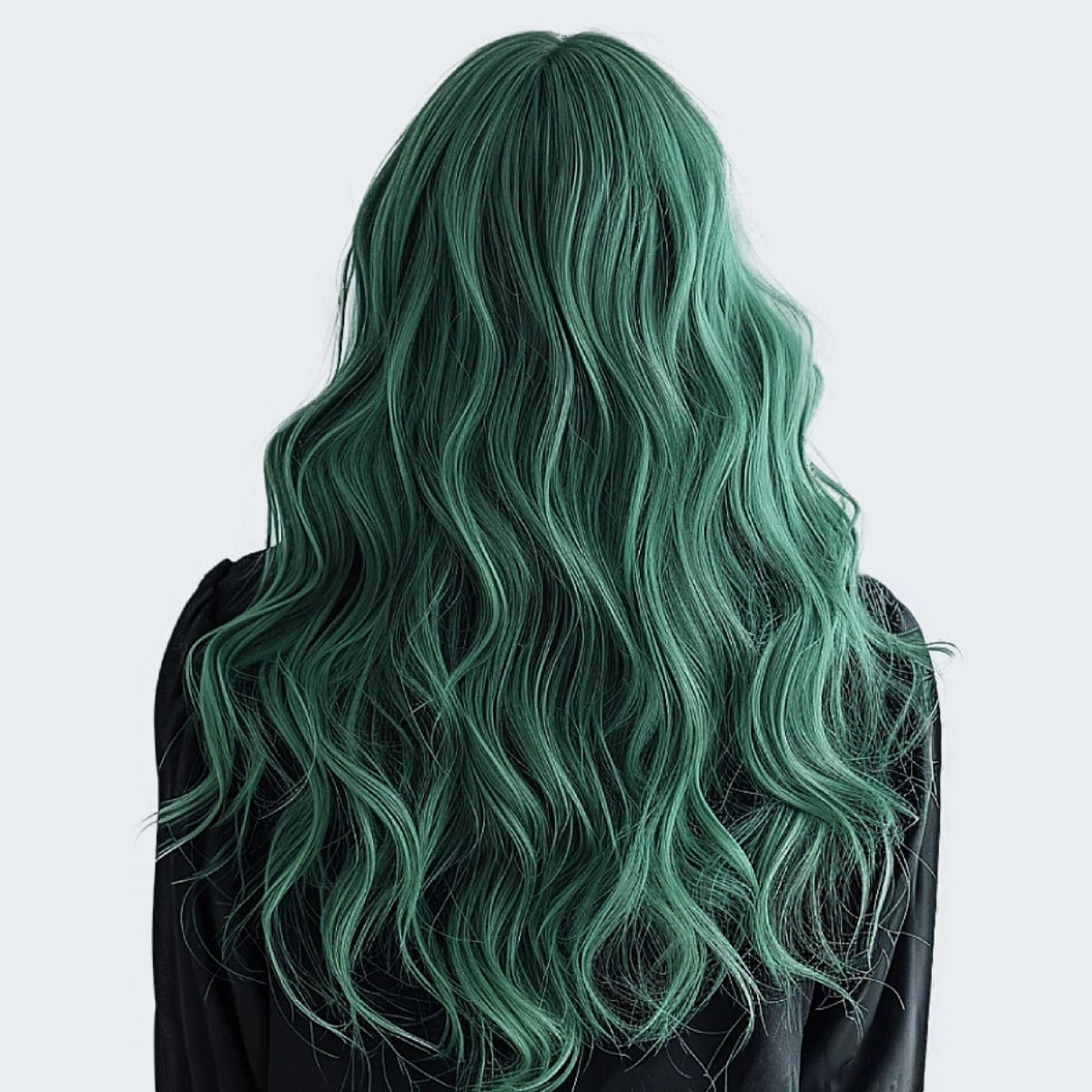 Mid-Back Waves With Teal Green, Layers — Green Highlights