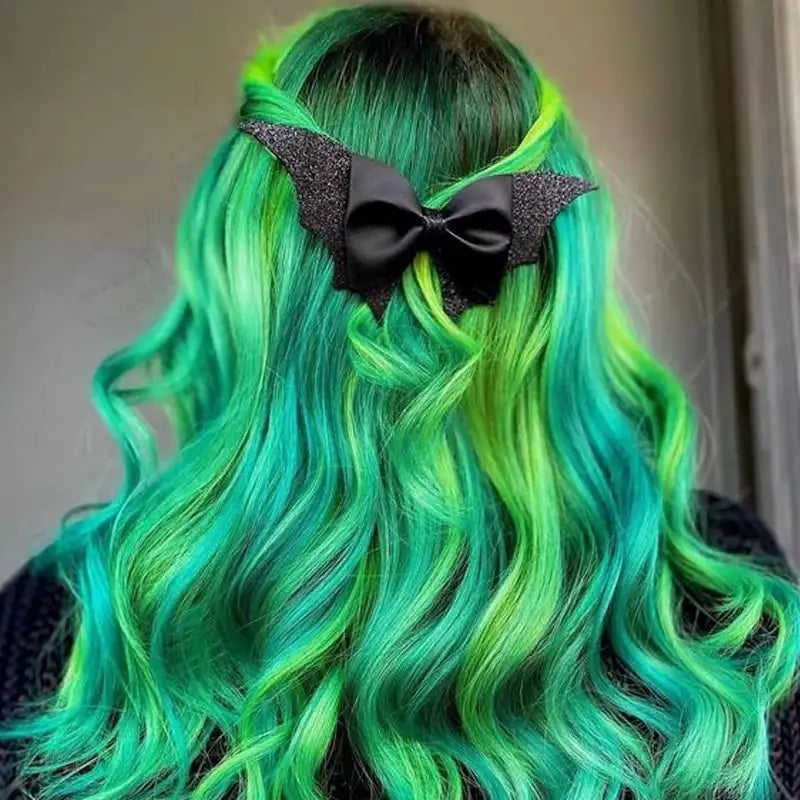 Mid-Back With Vibrant Green Streaks — Green Highlights
