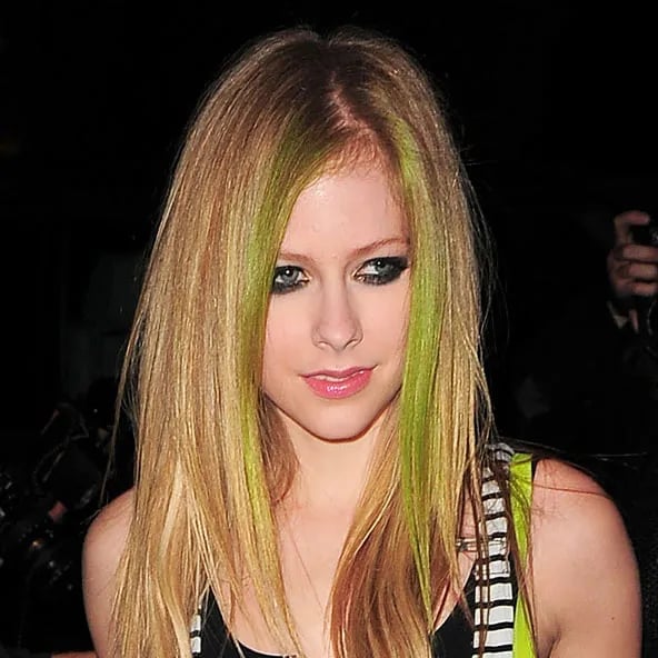 Mid-Back Blonde With Green Highlights