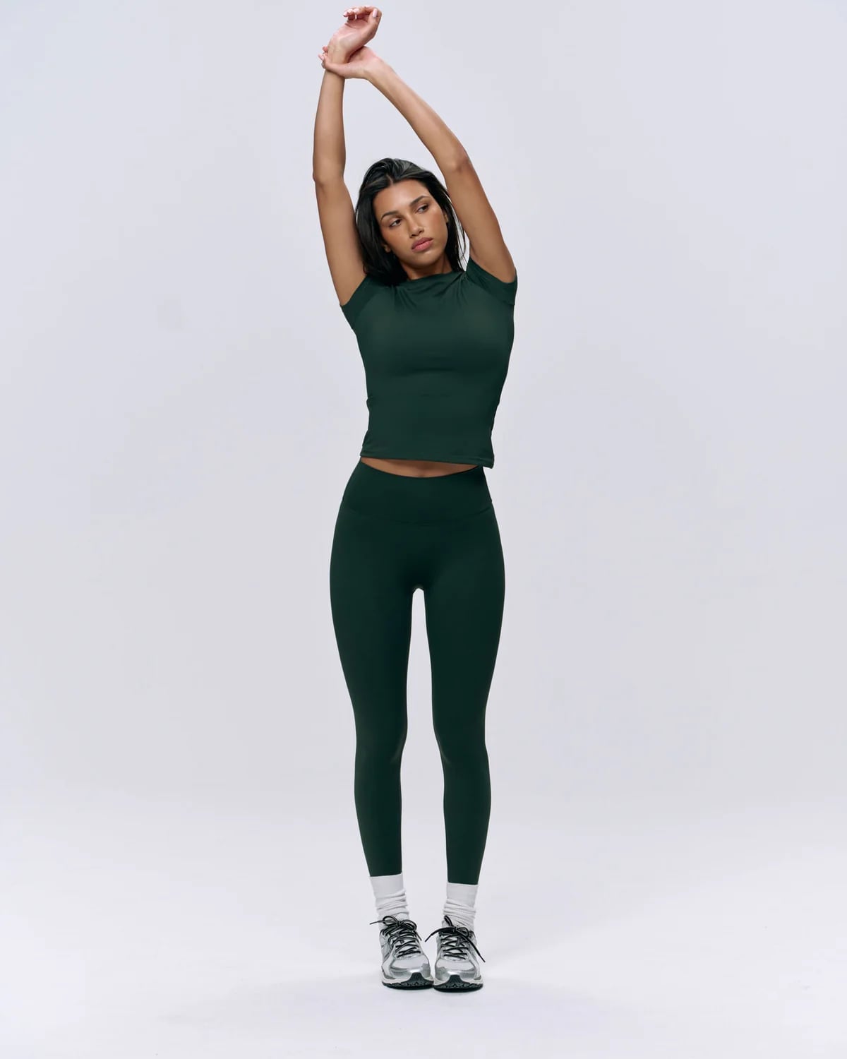Dark Green Leggings with Fitted Top — Green Leggings Outfit