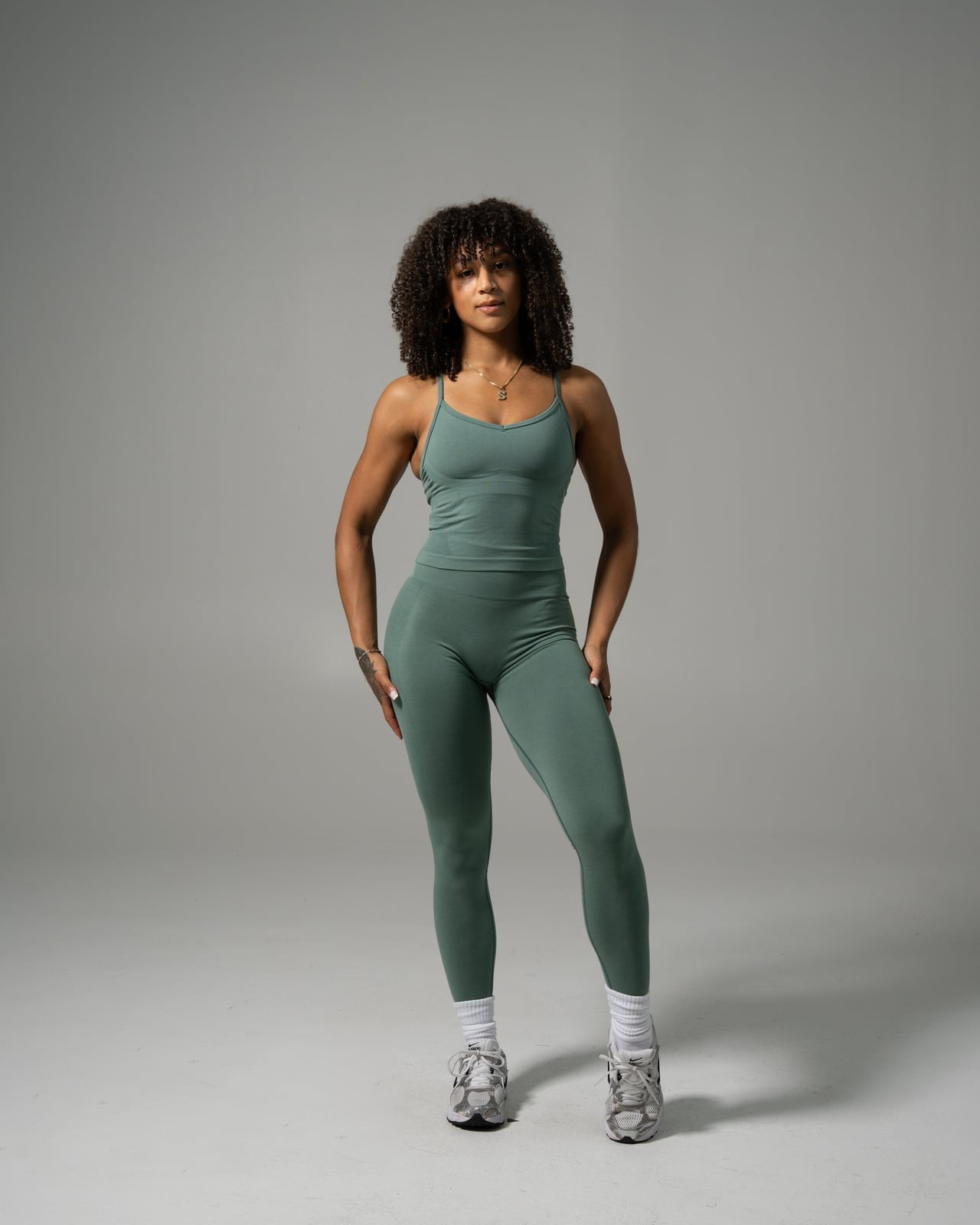 Sage Green Matching Set with Tank Top — Green Leggings Outfit