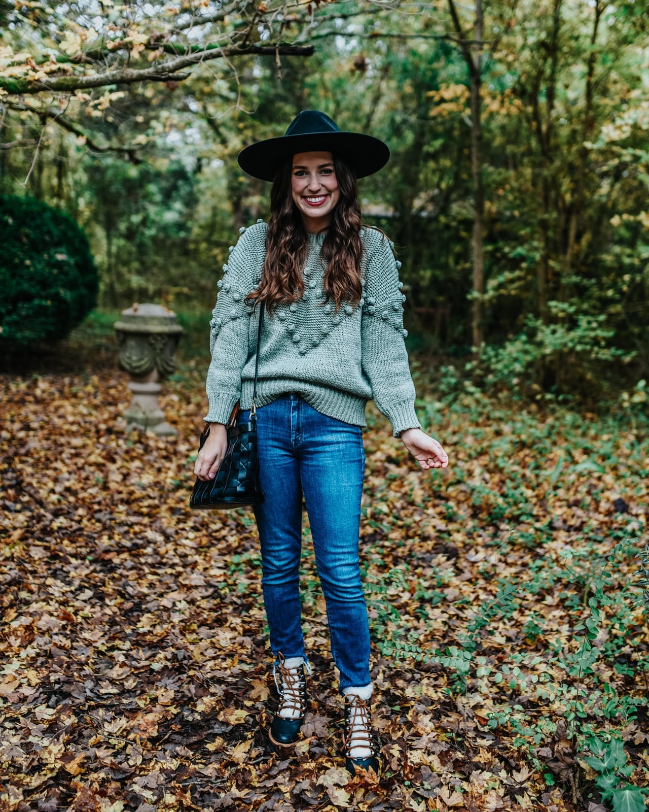 Forest Green Chunky Sweater with Combat Boots — Green Sweater Outfit