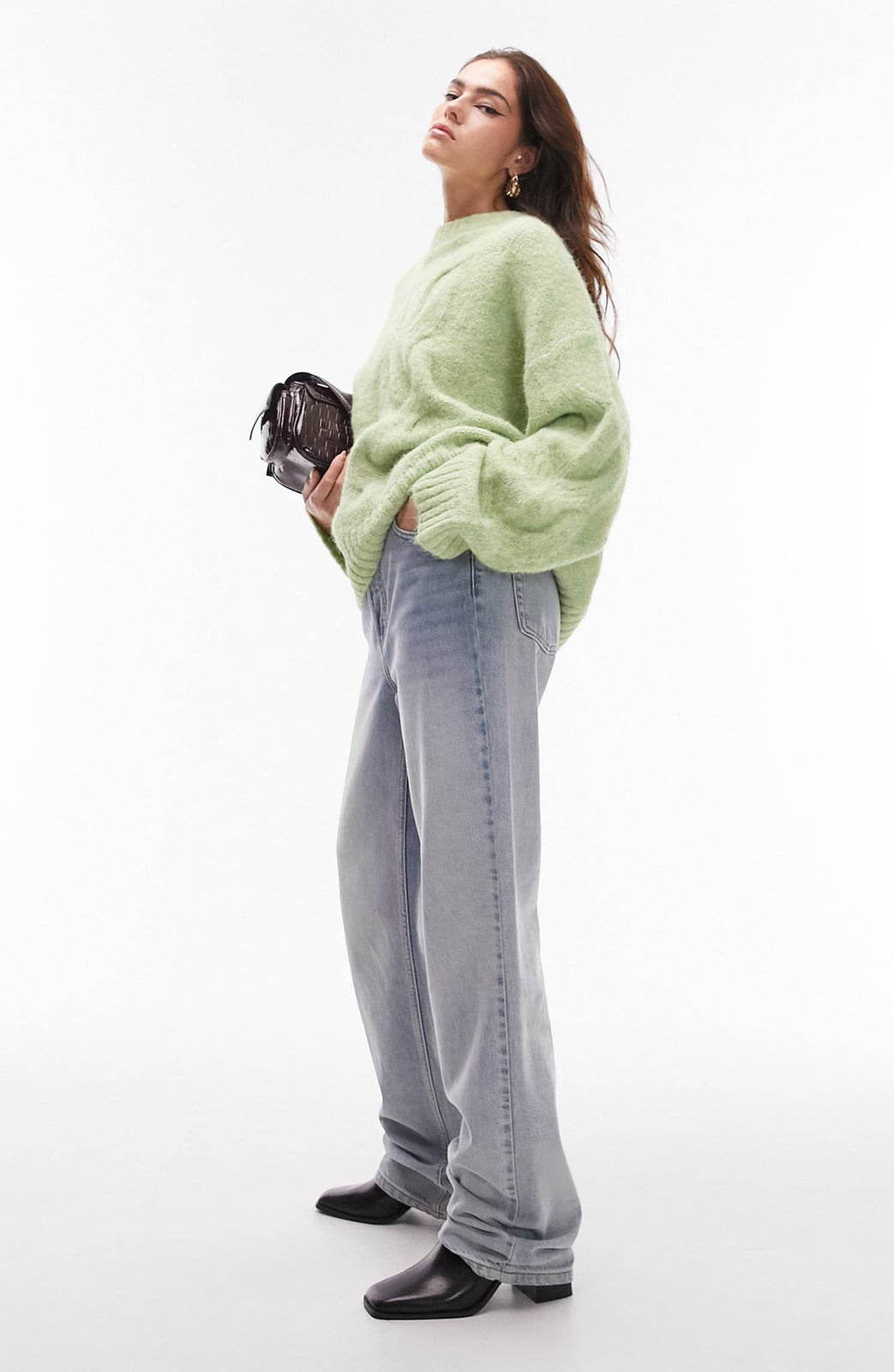 Light Green Relaxed Fit Sweater with Jeans — Green Sweater Outfit