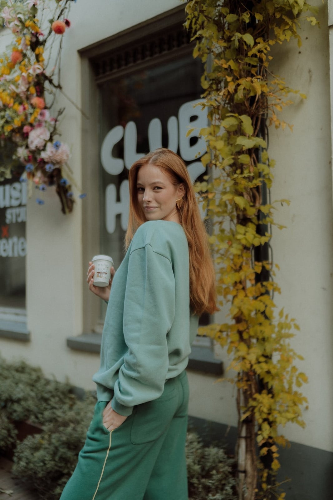 Mint Green Sweatpants with a Collared Shirt and Sweatshirt Mint Green Sweatpants with a Collared Shirt and Sweatshirt — Green Sweatpants Outfit