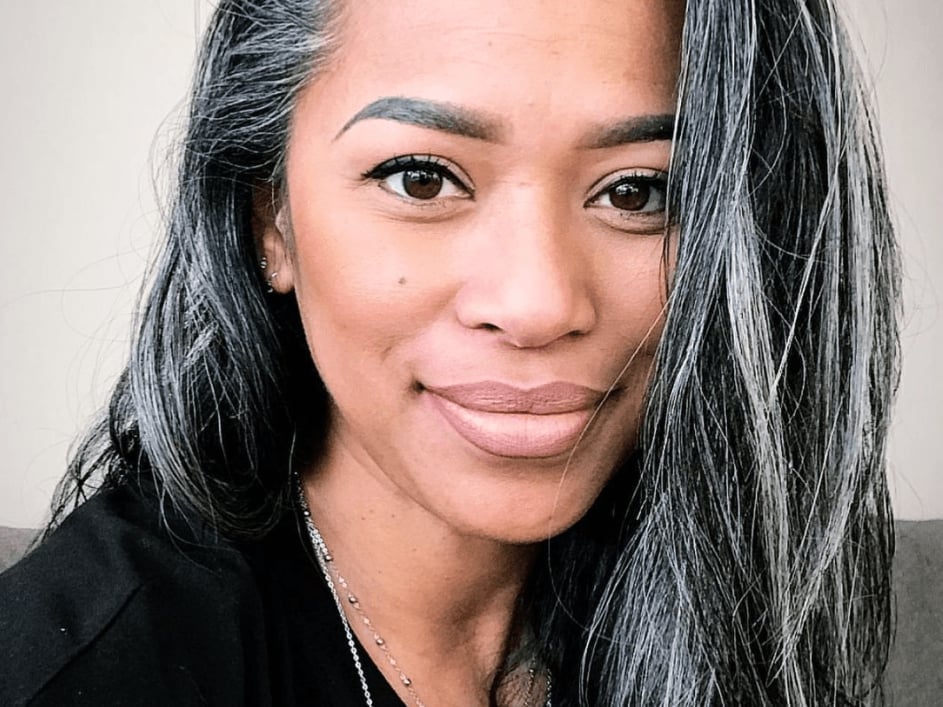 Mid-Back Length With Blended Gray Highlights Mid-Back Length With Blended Gray Highlights — Grey Highlights