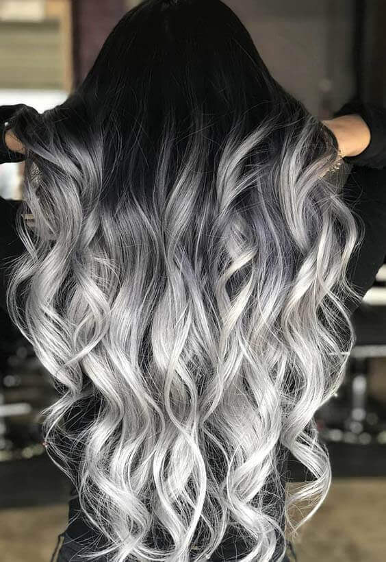 Long Wavy Hair With Gray and Silver Streaks Long Wavy Hair With Gray and Silver Streaks — Grey Highlights