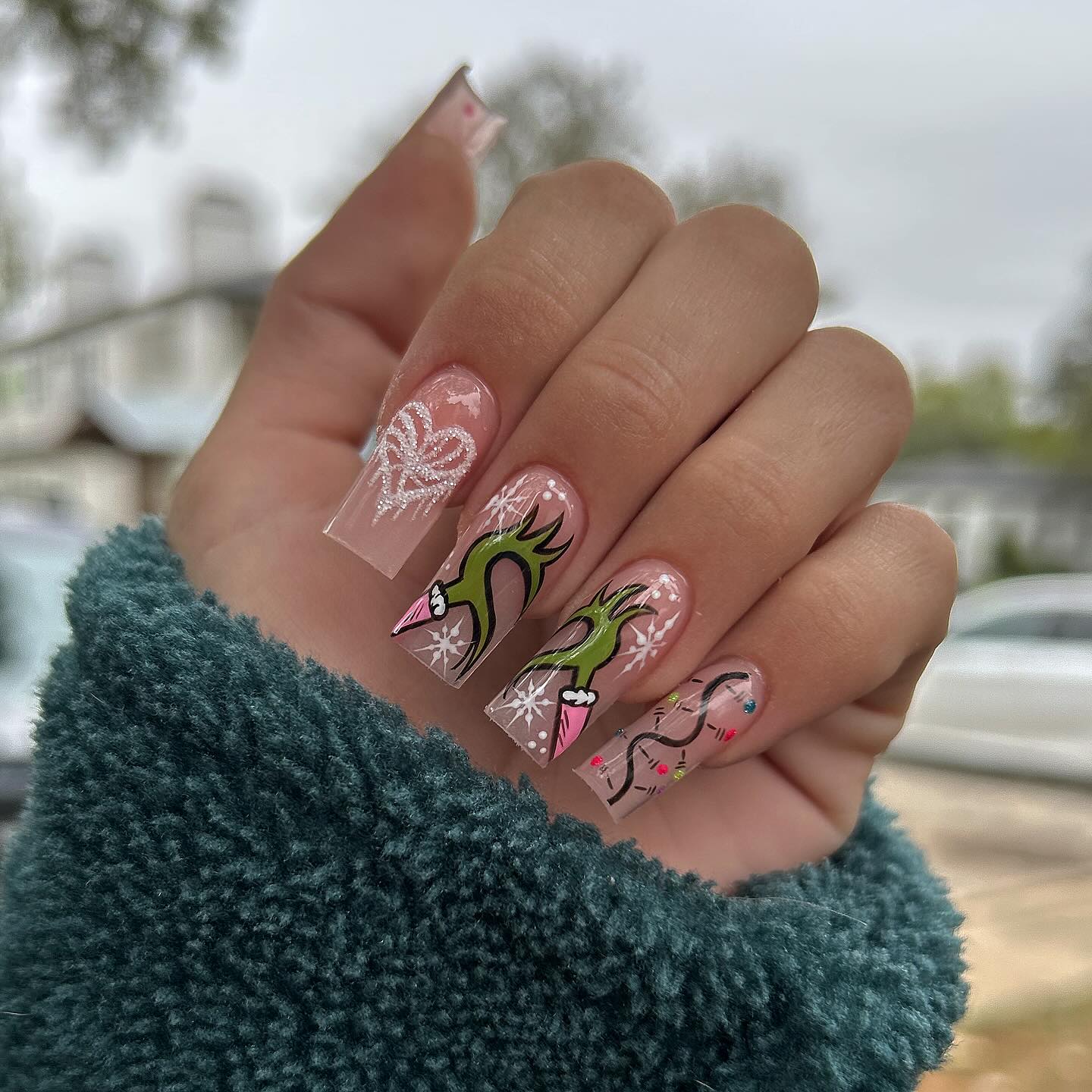 Grinch Green Flame Character Art With Glitter