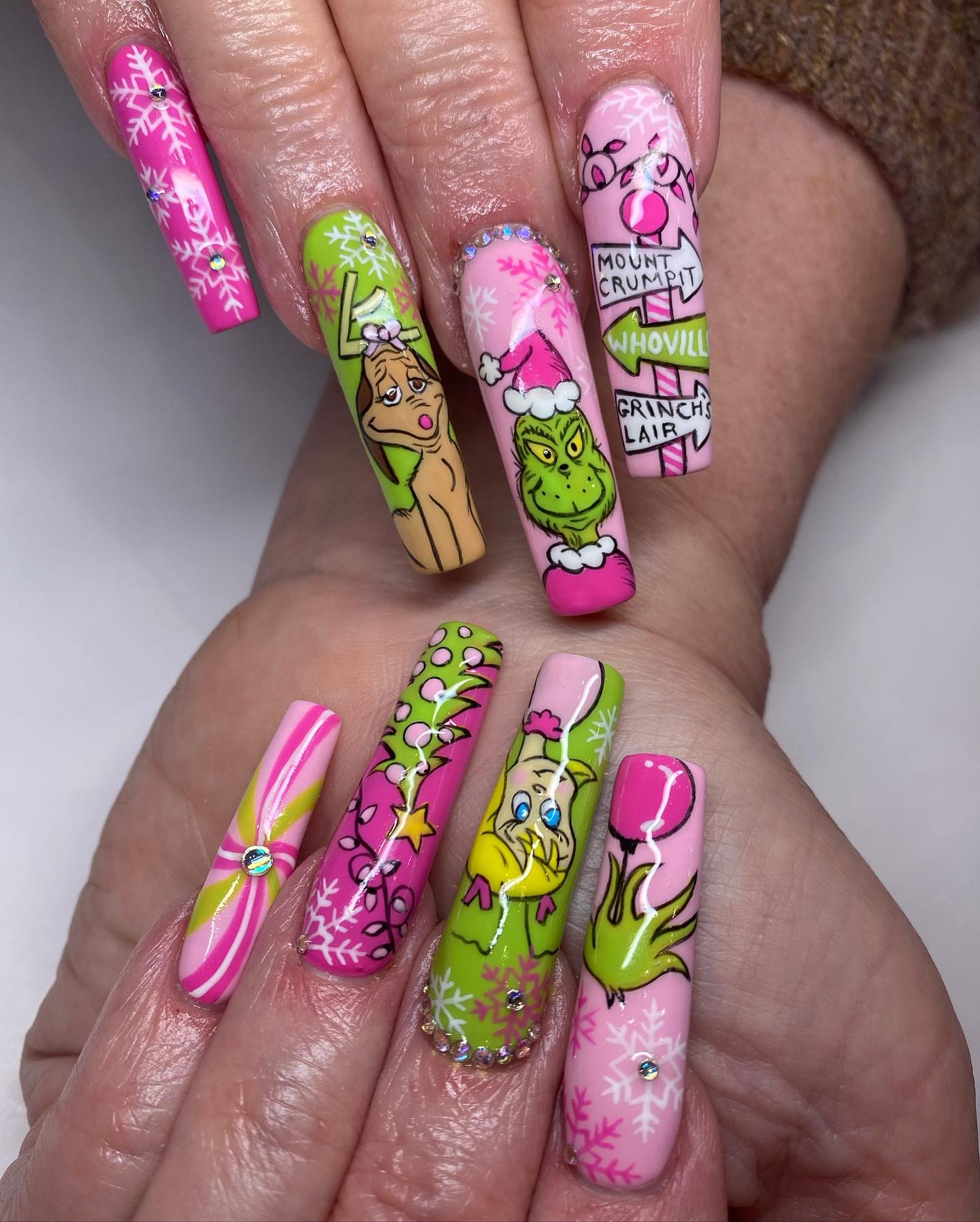 Grinch Whoville Christmas Character Nail Art