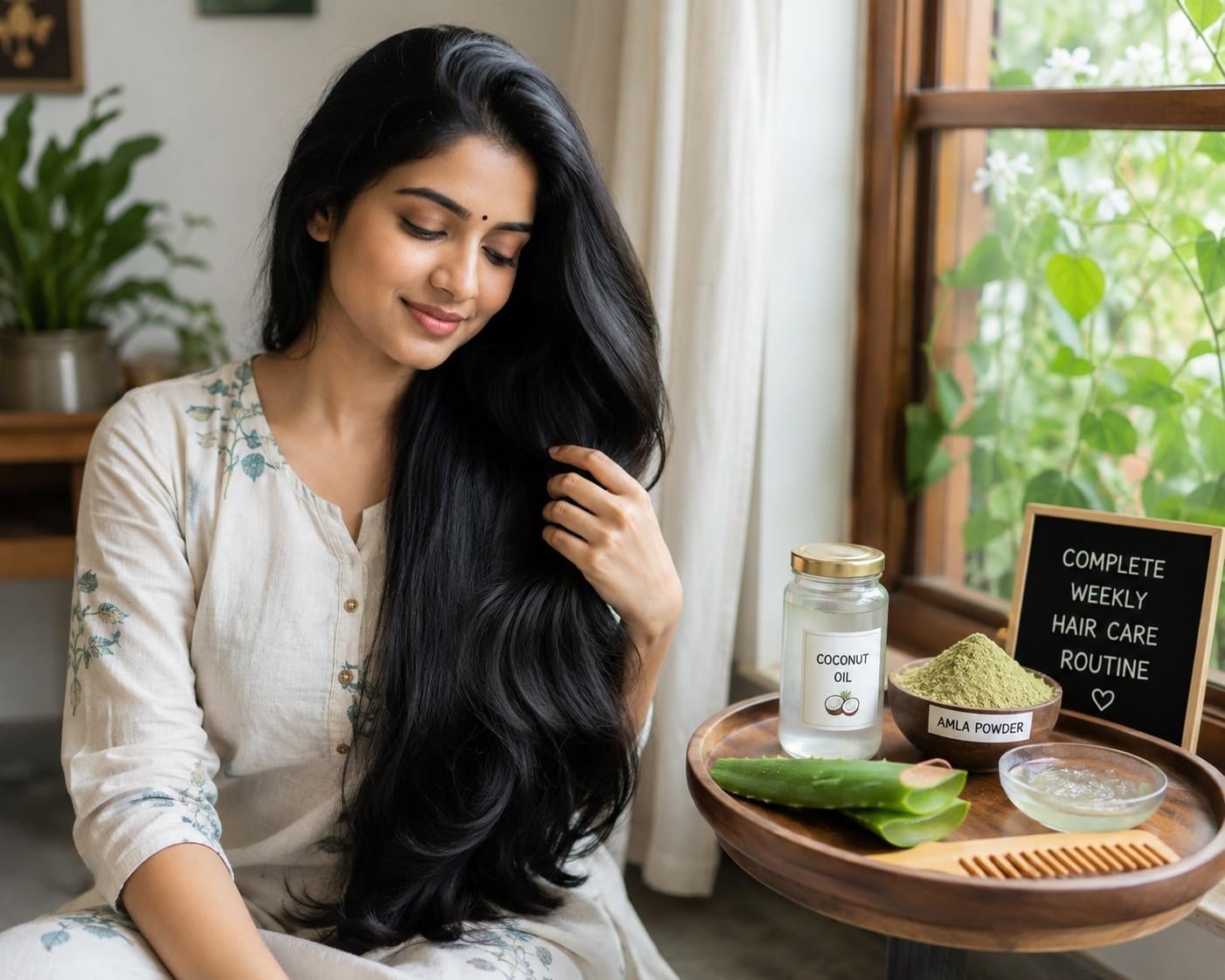 Mid-Back Dark Brown Hair With Auburn Balayage Mid-Back Dark Brown Hair With Auburn Balayage — Hair Care Routine