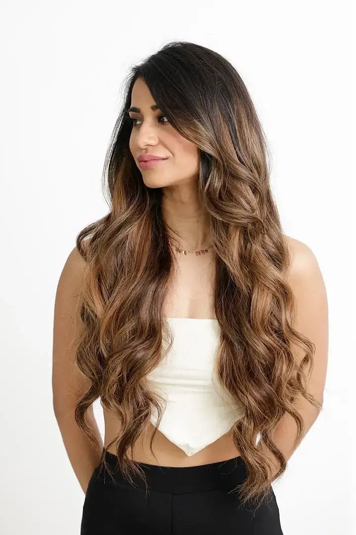 Mid-Back Dark Brown With Caramel Balayage, Everyday Version Mid-Back Dark Brown With Caramel Balayage, Everyday Version — Hair Color Chart