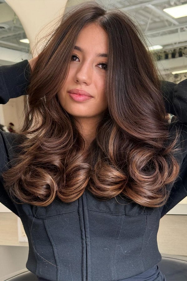 Chocolate Brown With Caramel Highlights — Hair Color Ideas