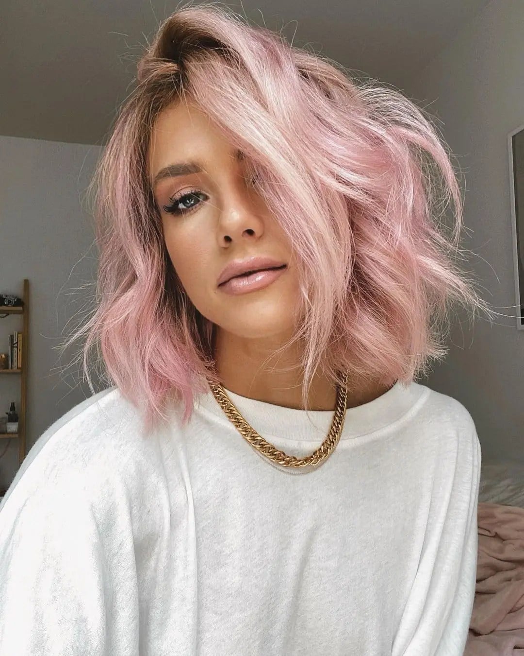 Pastel Pink Chin Length Bob — Hair Color Ideas