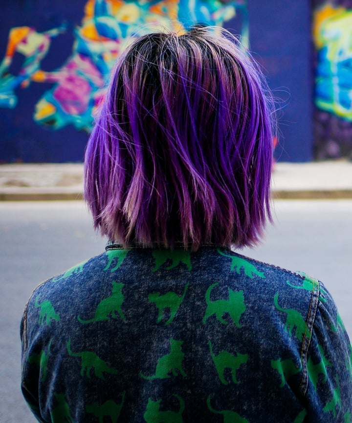 Vivid Purple Choppy Bob — Hair Color Ideas