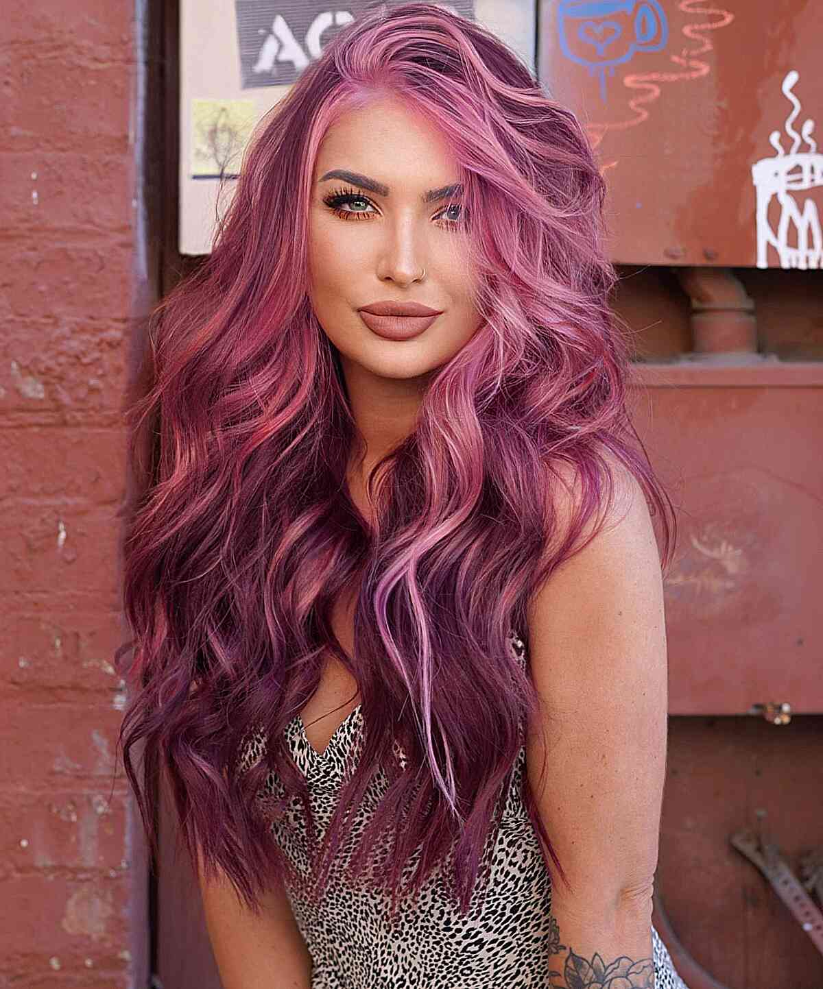 Pink And Magenta Balayage With Waves — Hair Color Ideas
