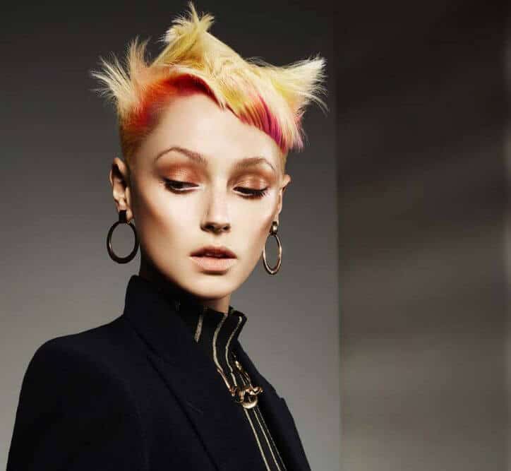 Short Blonde Undercut With Pink Orange Streaks — Hair Haircuts