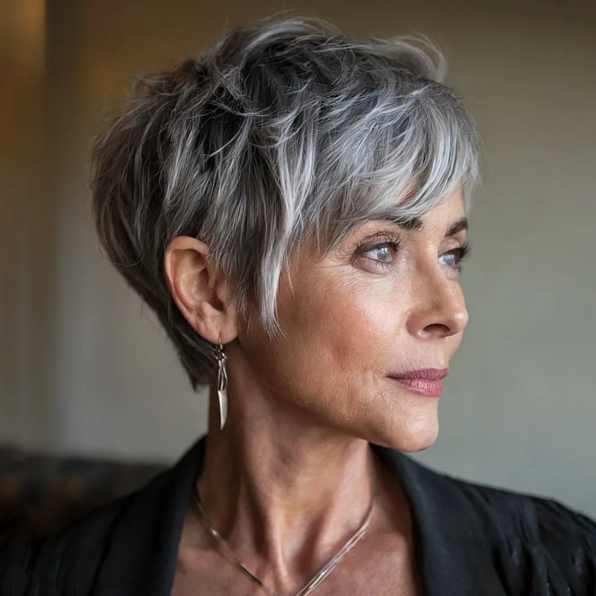 Short Gray Pixie With Textured Piecey Sections — Hair Haircuts