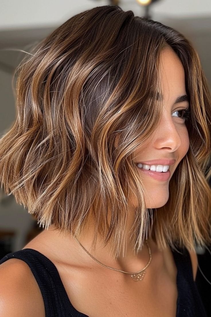 Collarbone Angled Bob With Blonde Highlights Contrast — Hair Haircuts