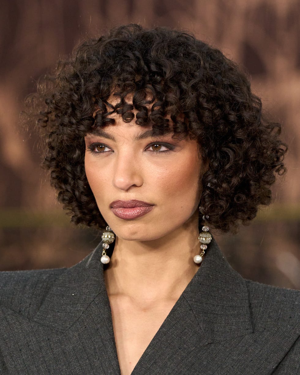 Ear Length Thick Curly Dark Brown With Curly Fringe — Hair Haircuts