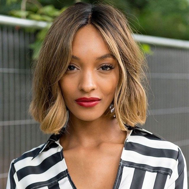 Chin Length Angled Bob With Blonde Balayage — Hair Pictures