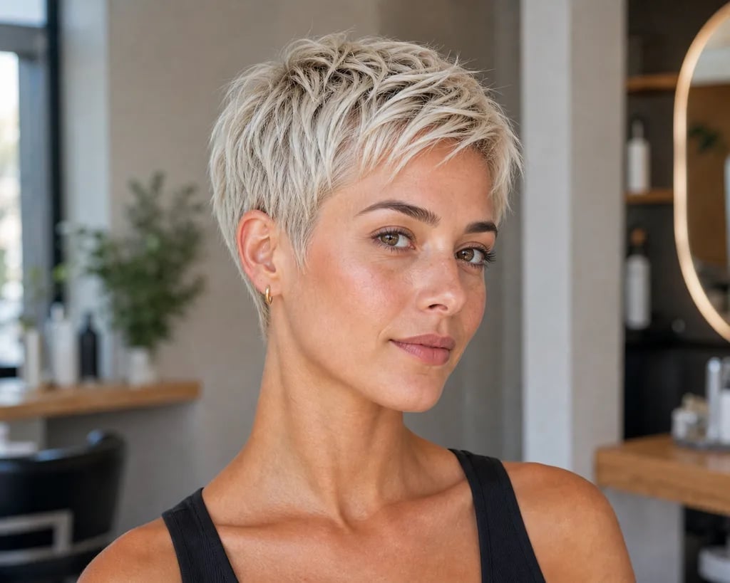 Platinum Blonde Pixie With Choppy Layers — Hair Pictures