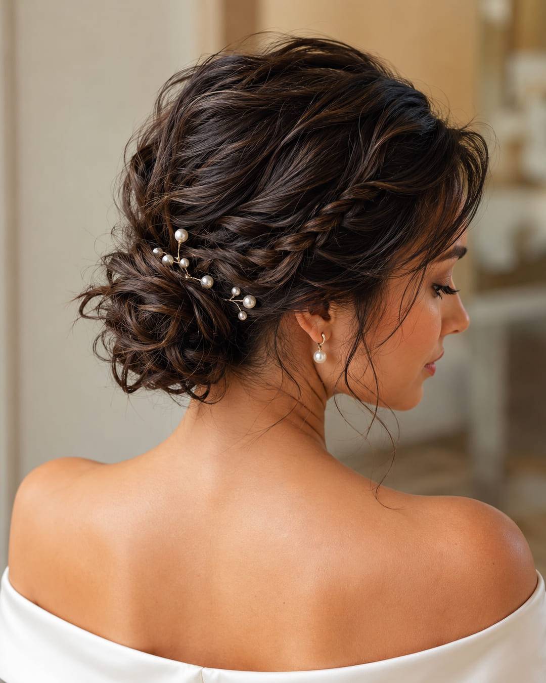 Textured Updo With Braids and Pearls — Hair Up Hairstyles
