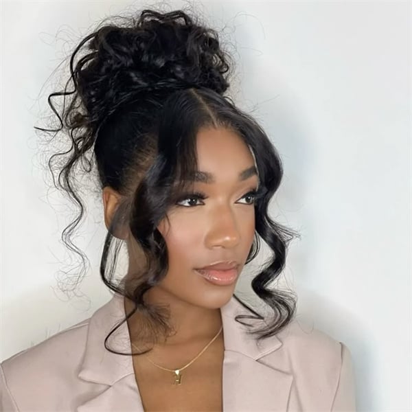 Messy Bun With Loose Curly Tendrils — Hair Up Hairstyles