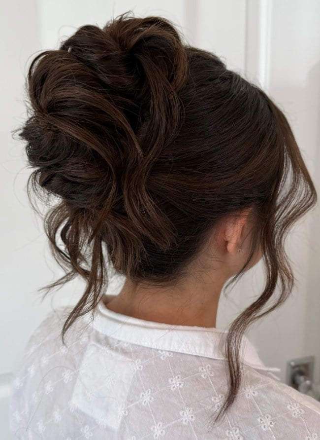 Voluminous Textured Updo With Loose Tendrils — Hair Up Hairstyles