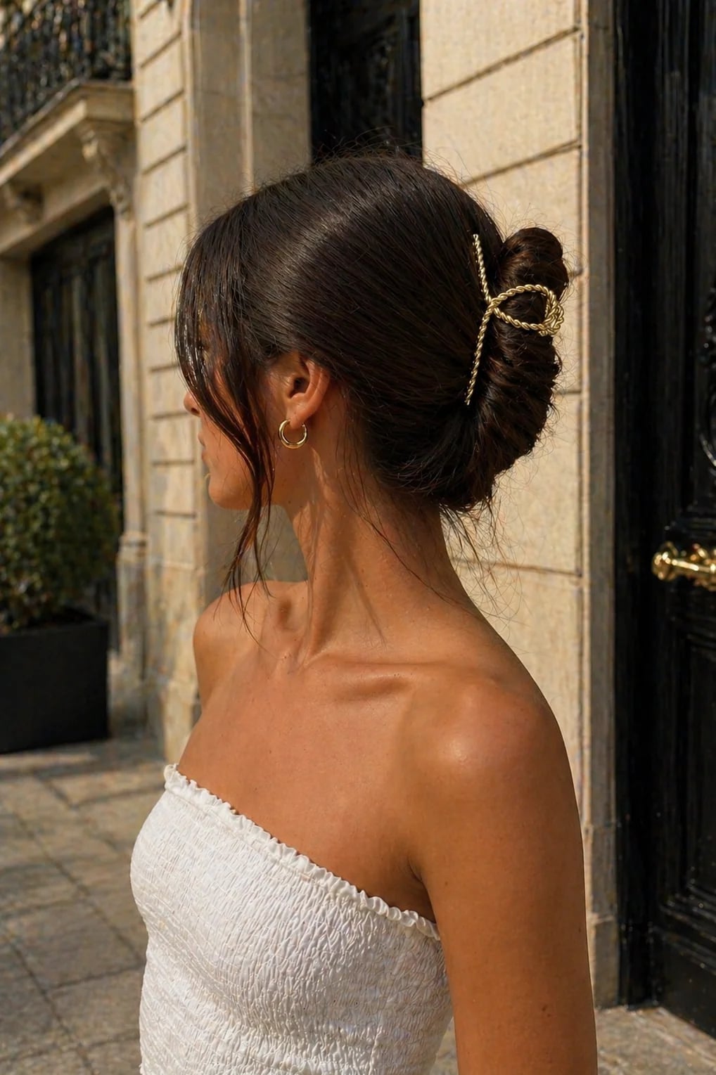 Gold Twisted Metal Clip for Updos Gold Twisted Metal Clip for Updos — Hair with Clips