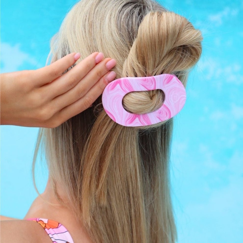 Mid-Back Ash Blonde Twisted Half Updo with Tortoise Clip Mid-Back Ash Blonde Twisted Half Updo with Tortoise Clip — Hair with Clips