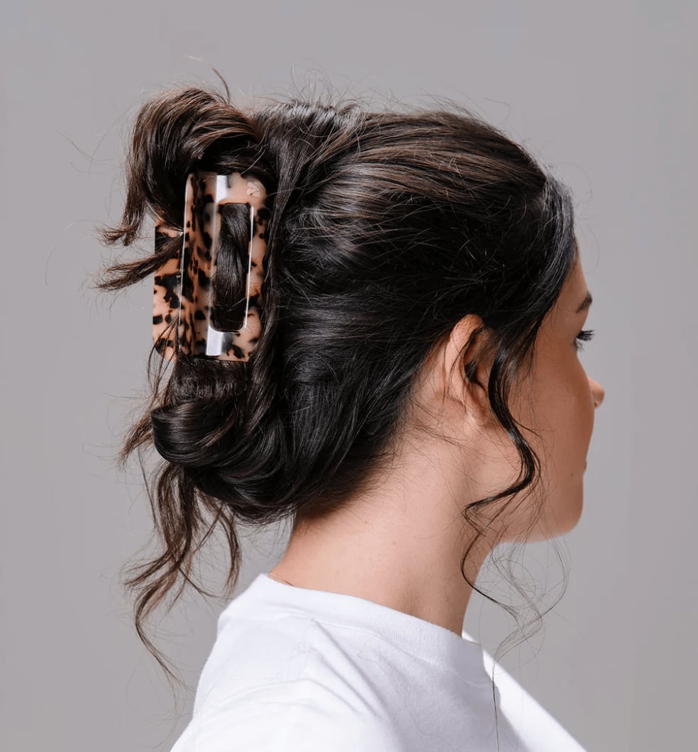 Mid-Back Wavy Hair in a Messy Bun with Claw Clip Mid-Back Wavy Hair in a Messy Bun with Claw Clip — Hair with Clips
