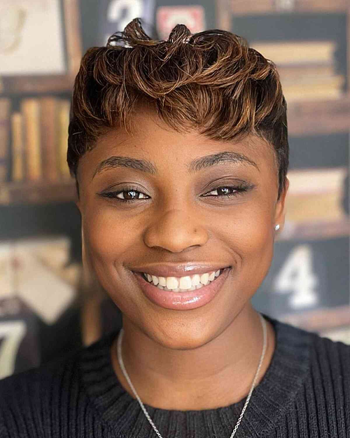 Pixie With Honey Highlights Pixie With Honey Highlights — Haircuts for Black Women